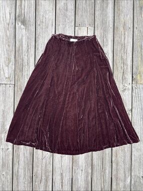 SOFT SURROUNDINGS | Plum Velvet Silk Blend Pleated Whimsigoth Skirt | Size TXS